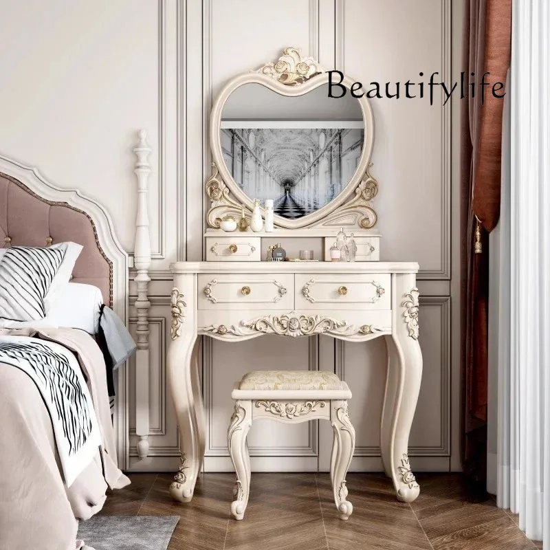 Beauty Makeup Table - Toaletka drewniana z szufladami w stylu