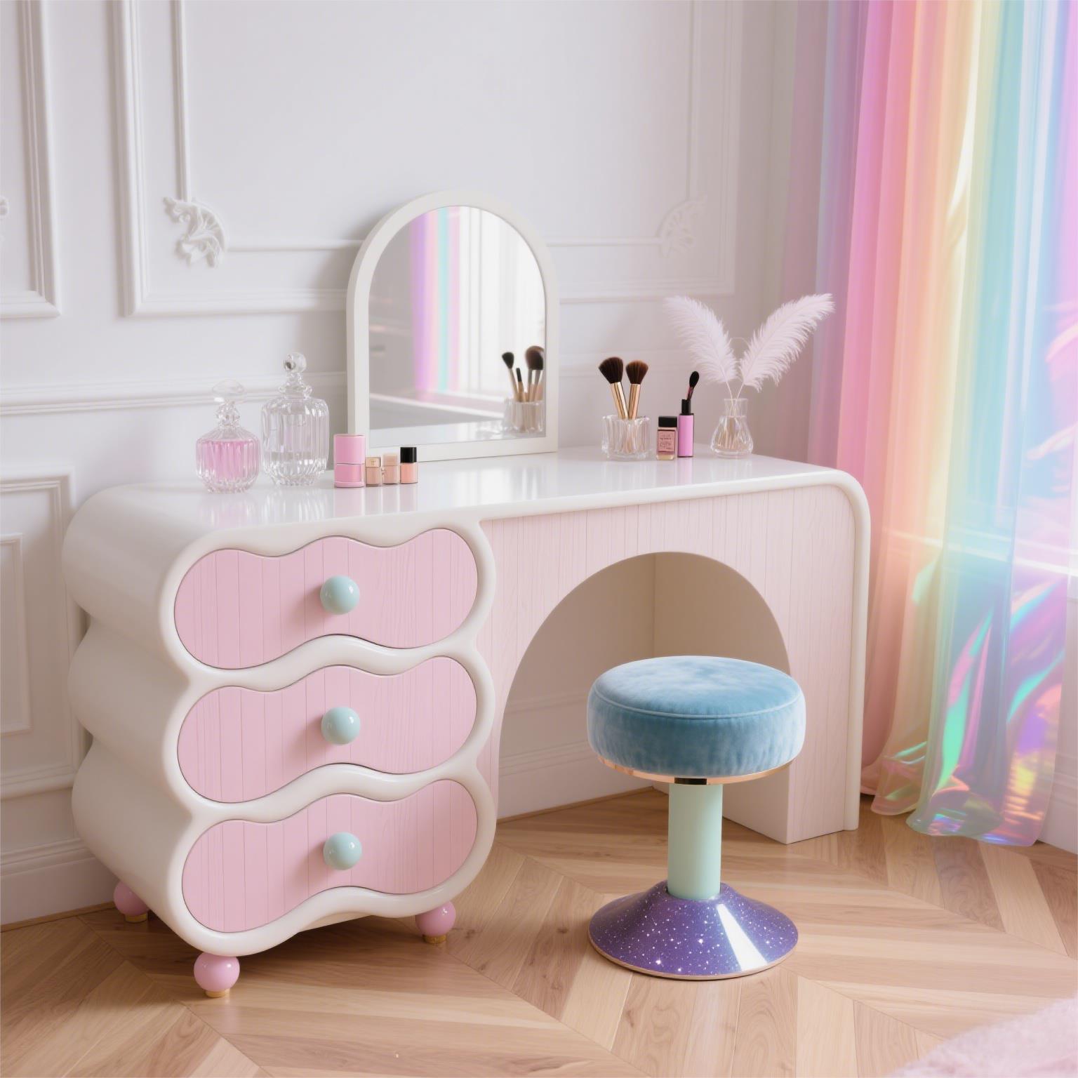 Beauty Makeup Table - Różowa Toaletka Damska Europejska Kosmetyczka Łóżkowa