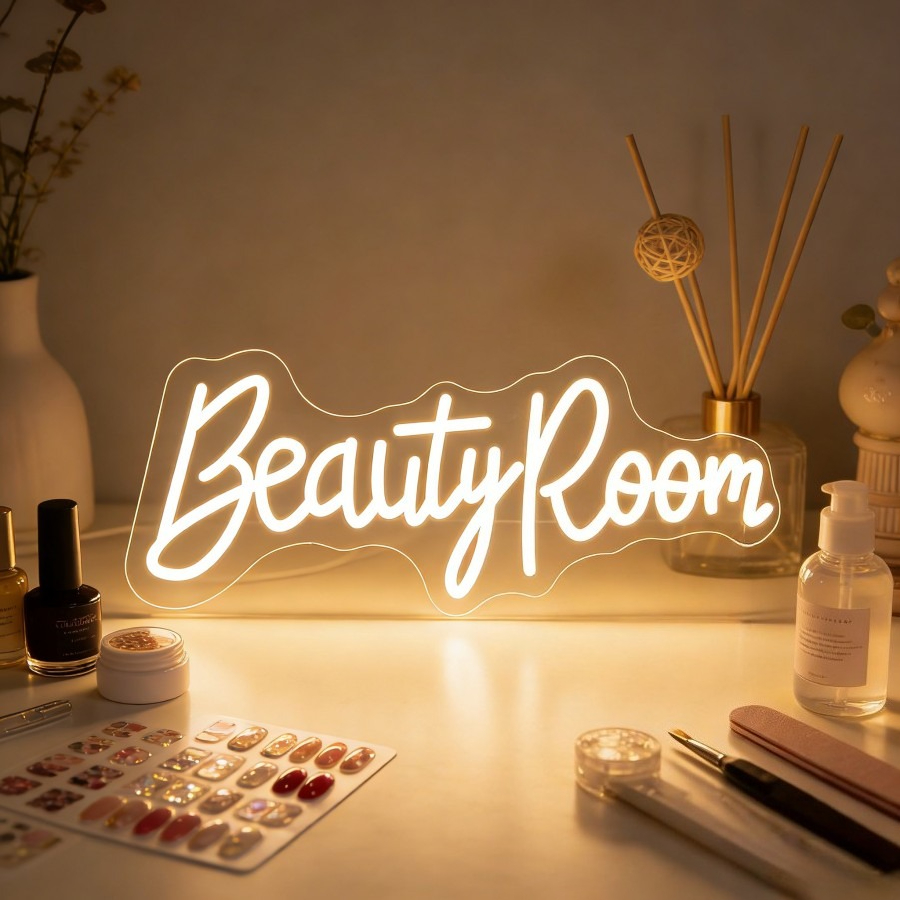 Beauty Makeup Table - Neonowy Znak LED do Salonu Kosmetycznego,