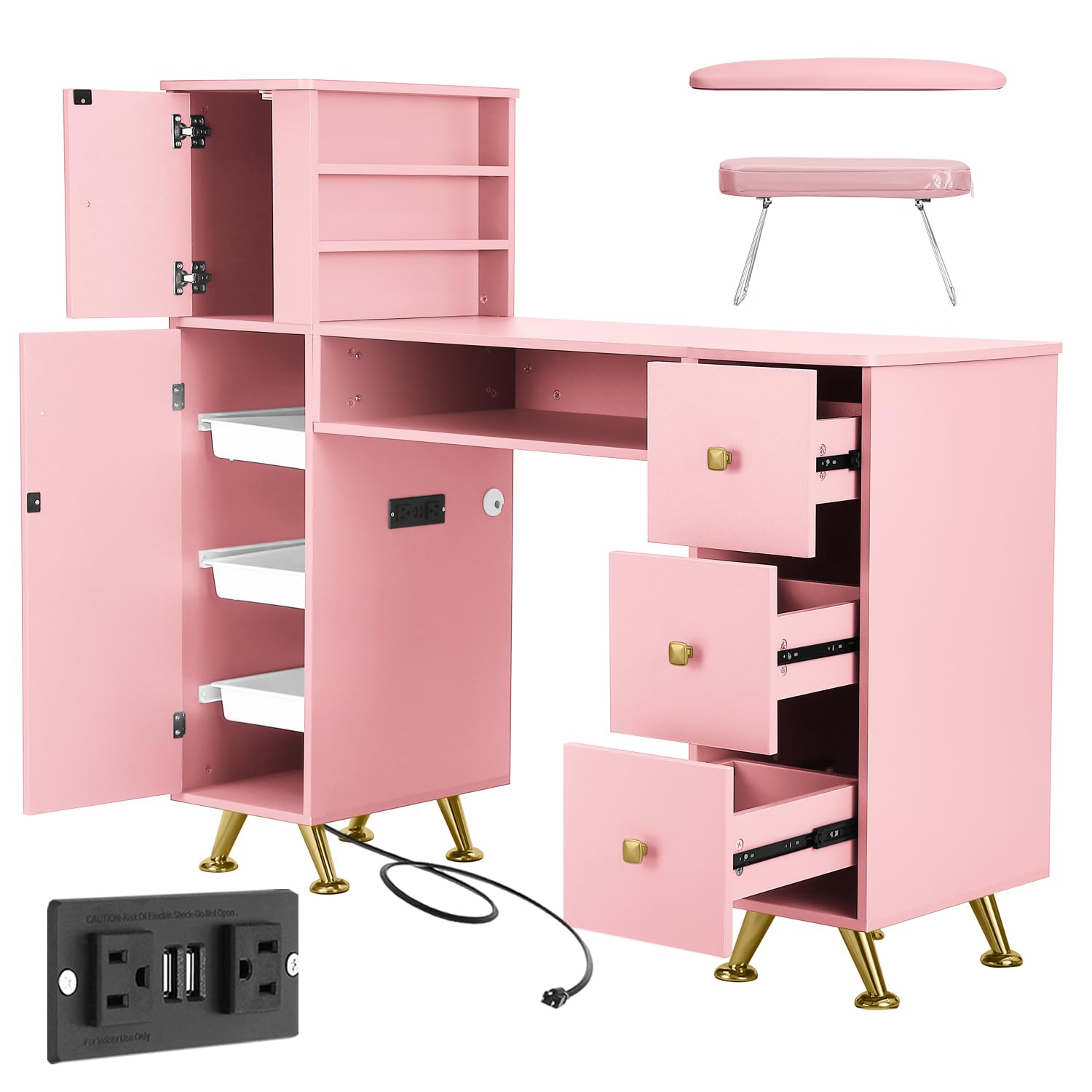 Różowy stolik do paznokci dla  – Beauty Makeup Table recenzja i cena